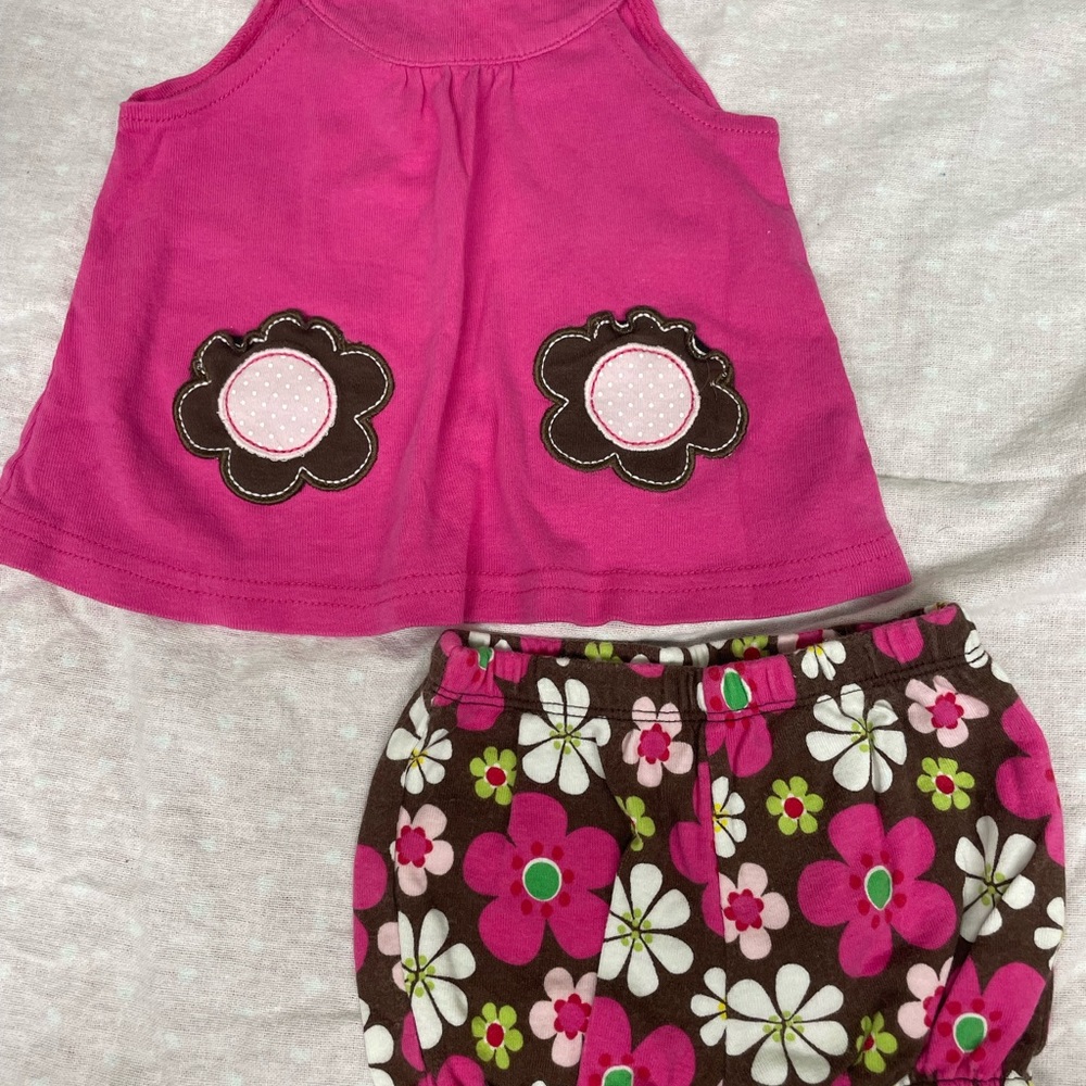Carters pink brown baby girl summer outfit